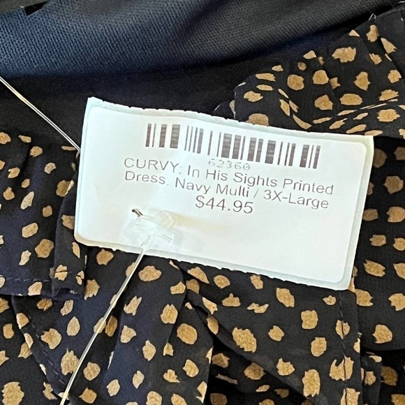 VERY J ANIMAL PRINT‎ RUFFLE V-NECK SMOCKED WAIST TIERED DRESS BLUE/GOLD 3XL NWT - Picture 14 of 15